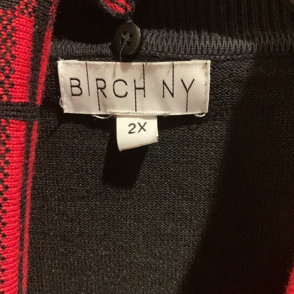 Black sweater with red an black design. Birch NY brand - Picture 4 of 4